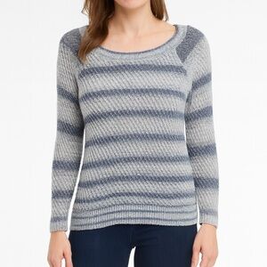 Lou & Grey Blue Striped Open Knit Sweater Size S